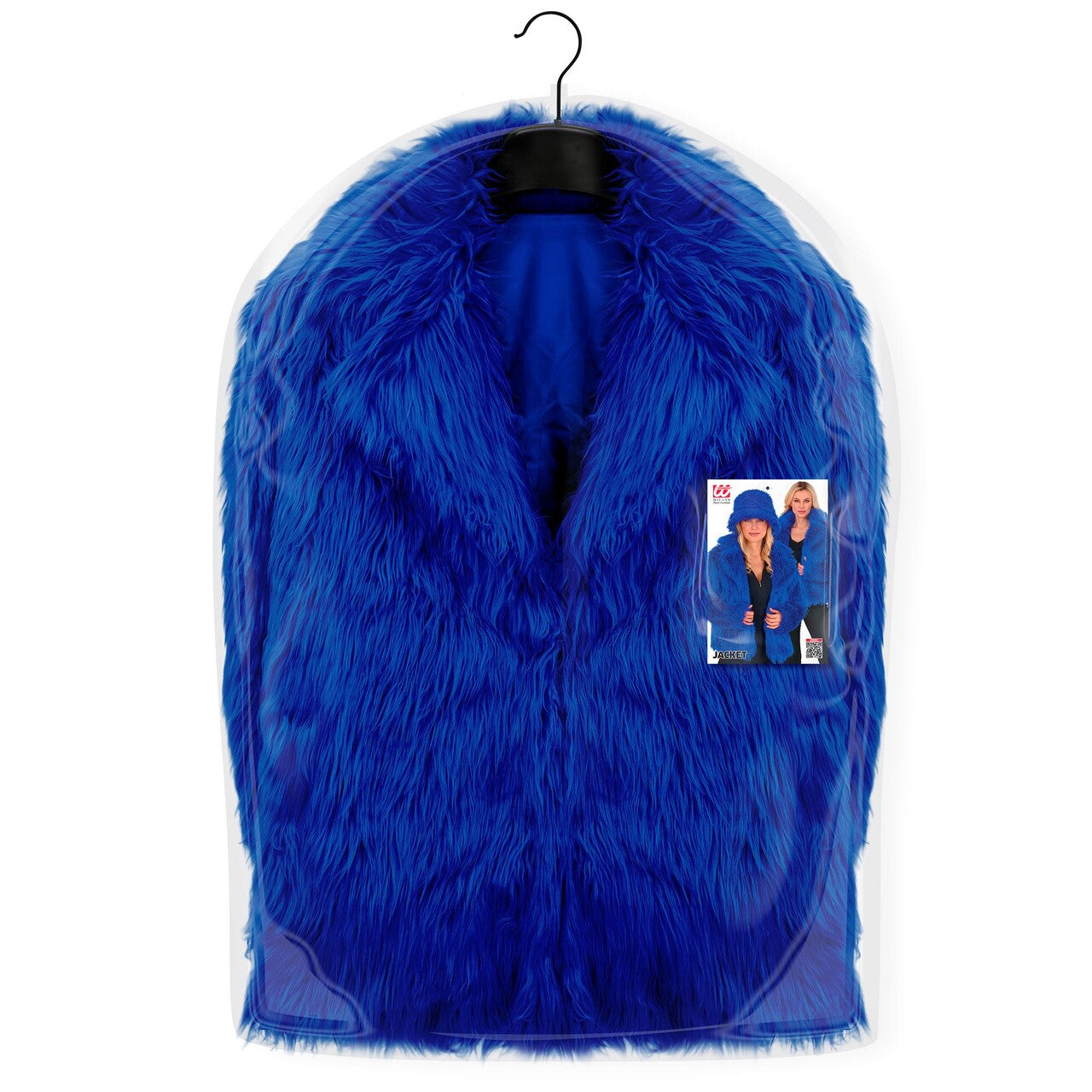 Op deze afbeelding zie je een Kostuums, van het merk Widmann. Kobalt Blauwe Bontjas Vrouw