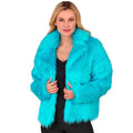 Hellblaue Kunstpelzjacke Türkis Damen