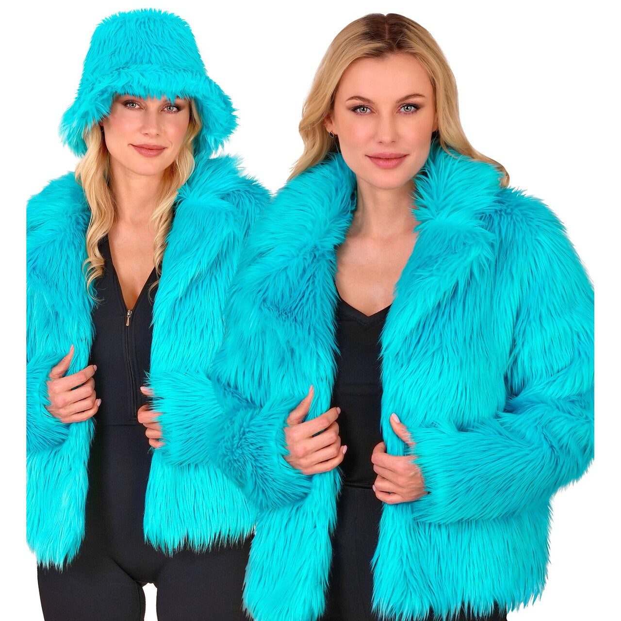 Op deze afbeelding zie je een Kostuums, van het merk Widmann. Lichtblauwe Bontjas Turquoise Vrouw