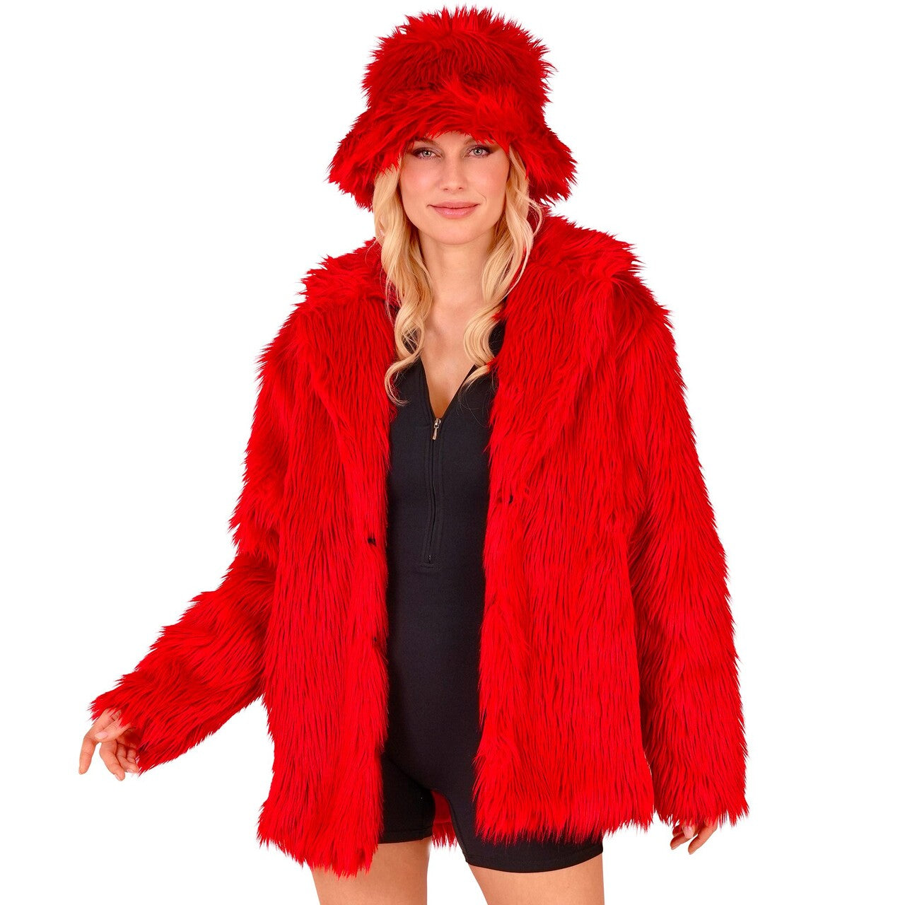 Op deze afbeelding zie je een Kostuums, van het merk Widmann. Dress To Impress Rode Bontjas