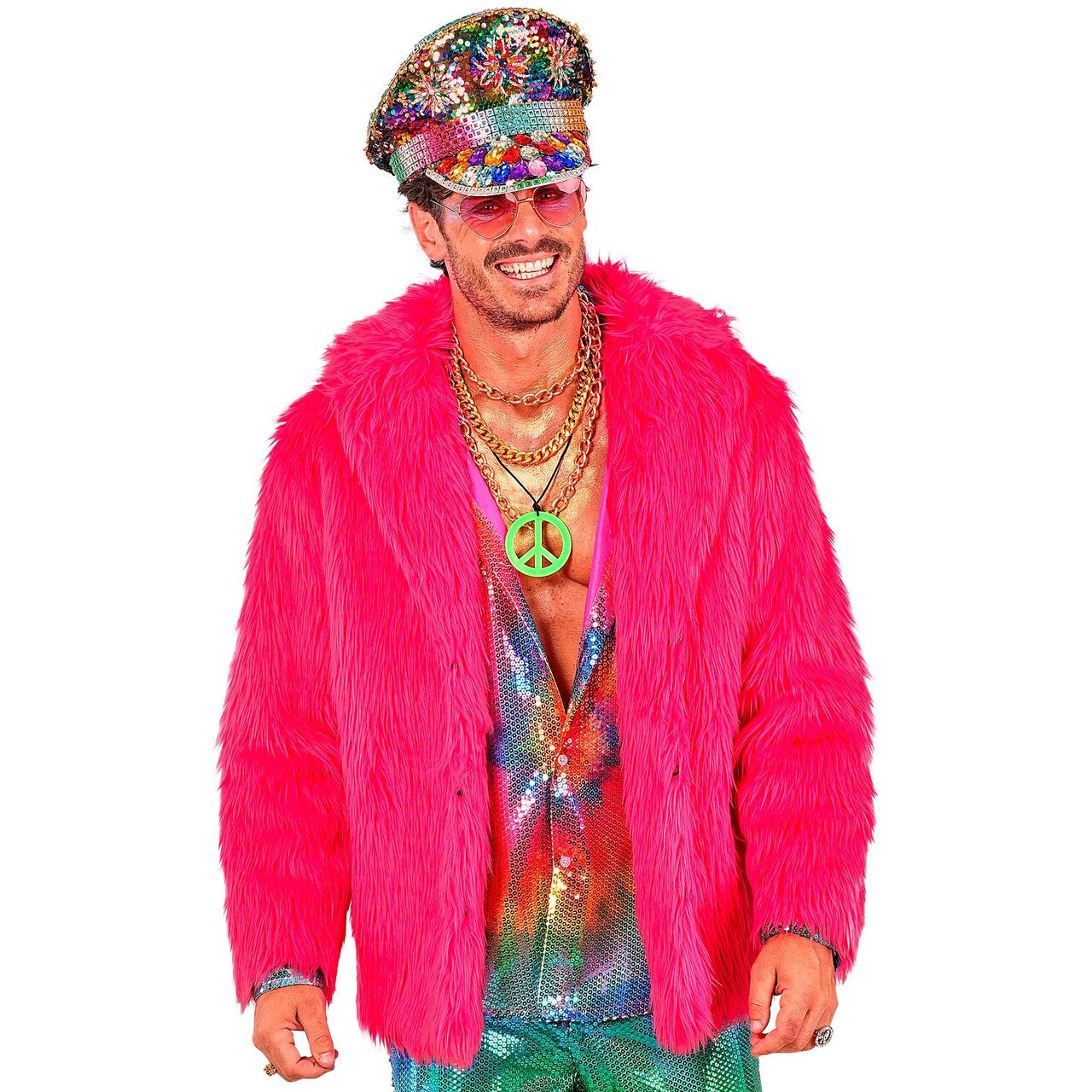 Op deze afbeelding zie je een Kostuums, van het merk Widmann. Crazy In Pink Bontjas