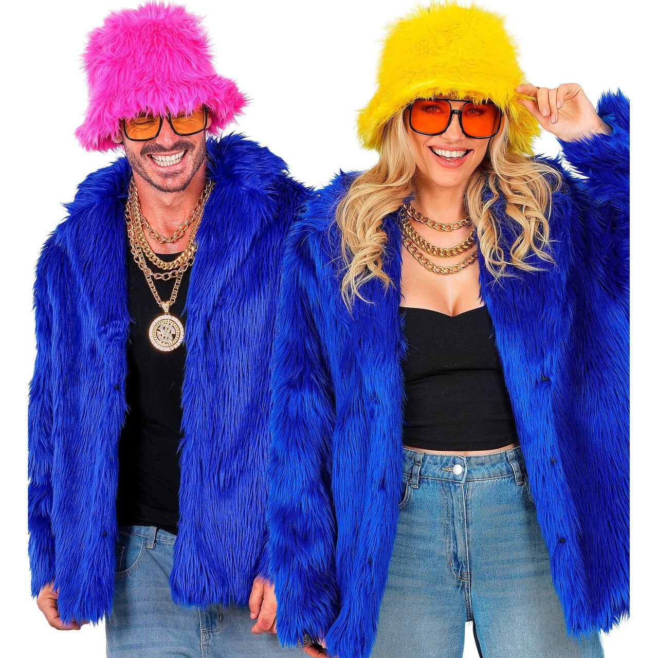Op deze afbeelding zie je een Kostuums, van het merk Widmann. Blauwe Bontjas Furry Blue