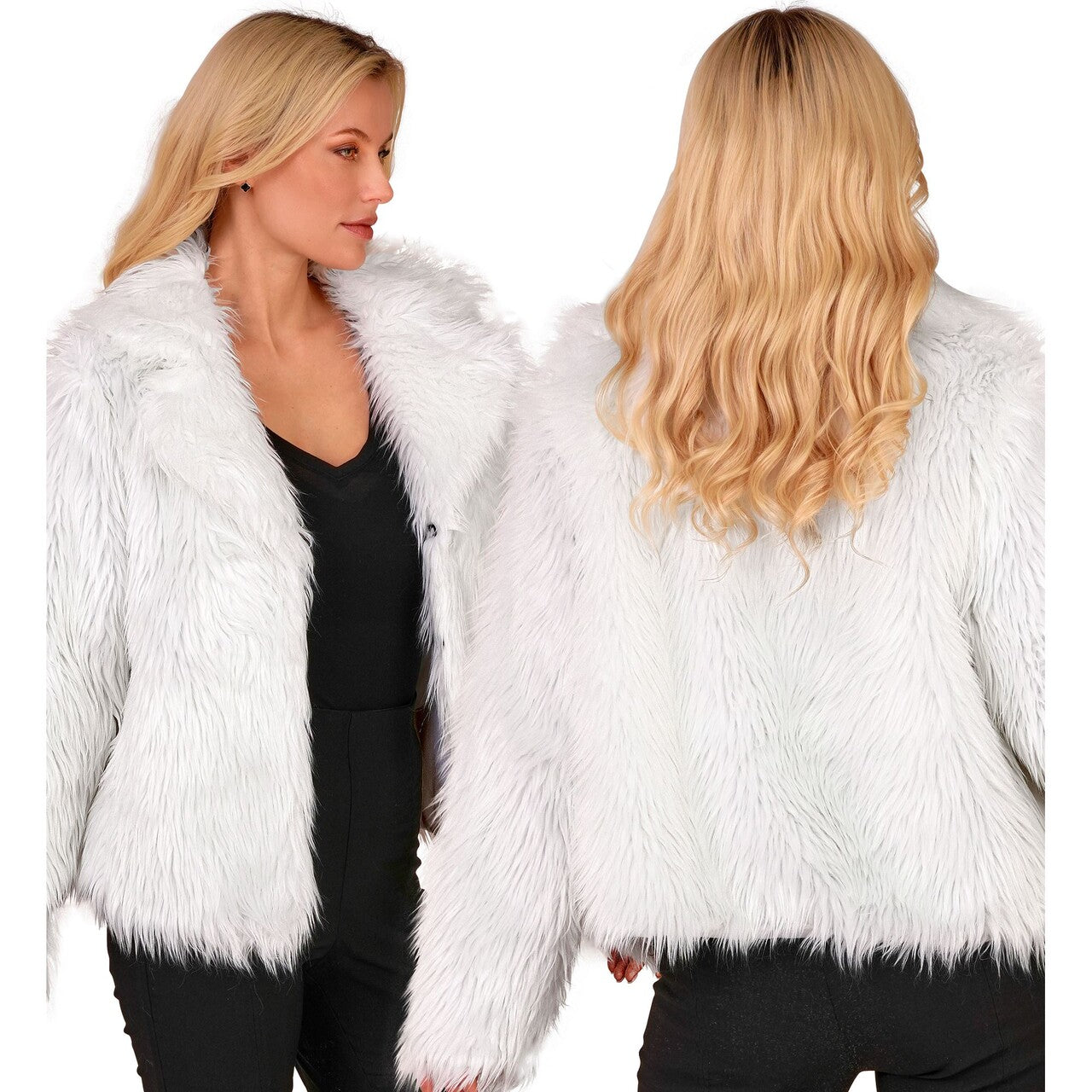 Op deze afbeelding zie je een Kostuums, van het merk Widmann. Witte Bontjas Hot In White Vrouw