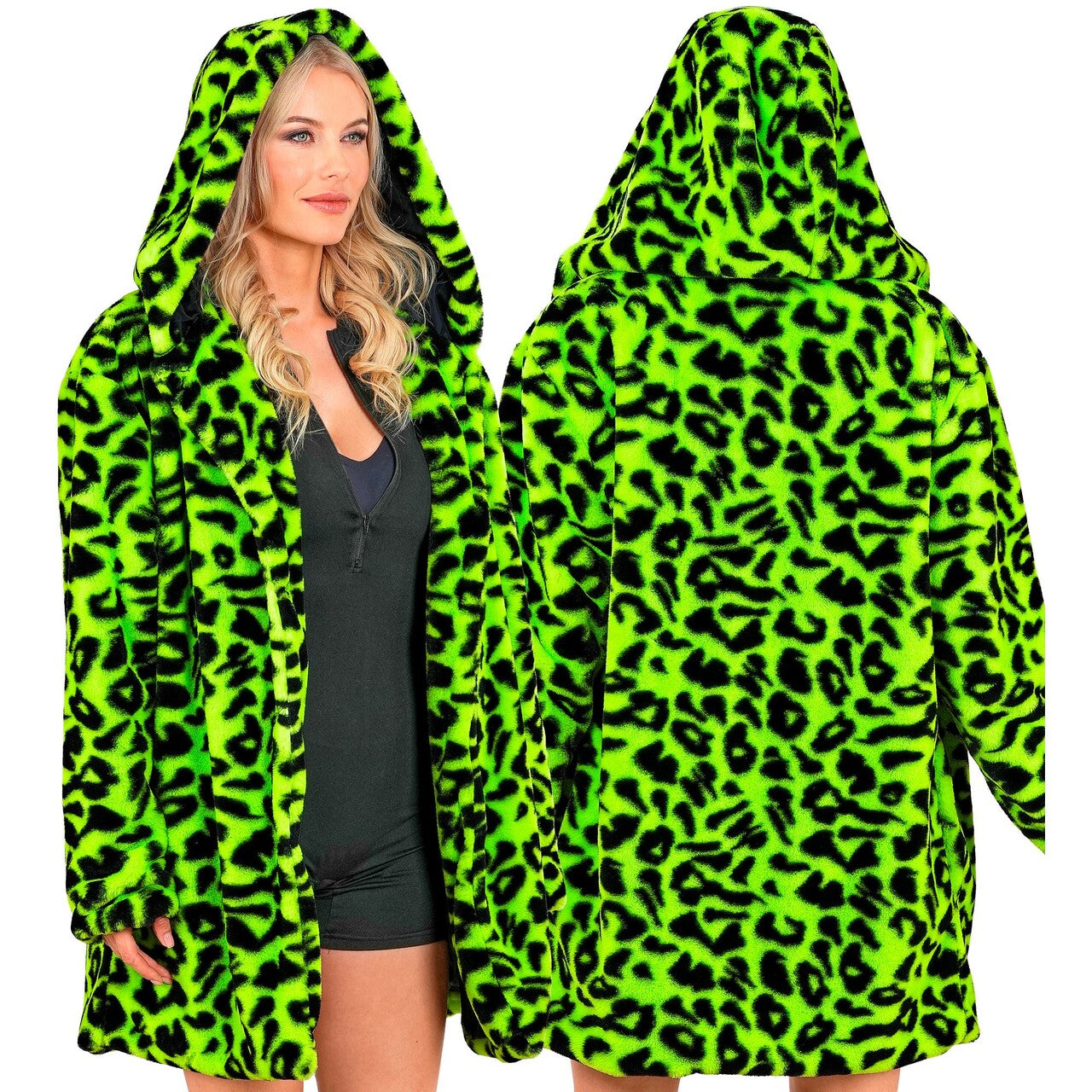 Op deze afbeelding zie je een Kostuums, van het merk Widmann. Bontjas Met Capuchon No Camo Green Kostuum