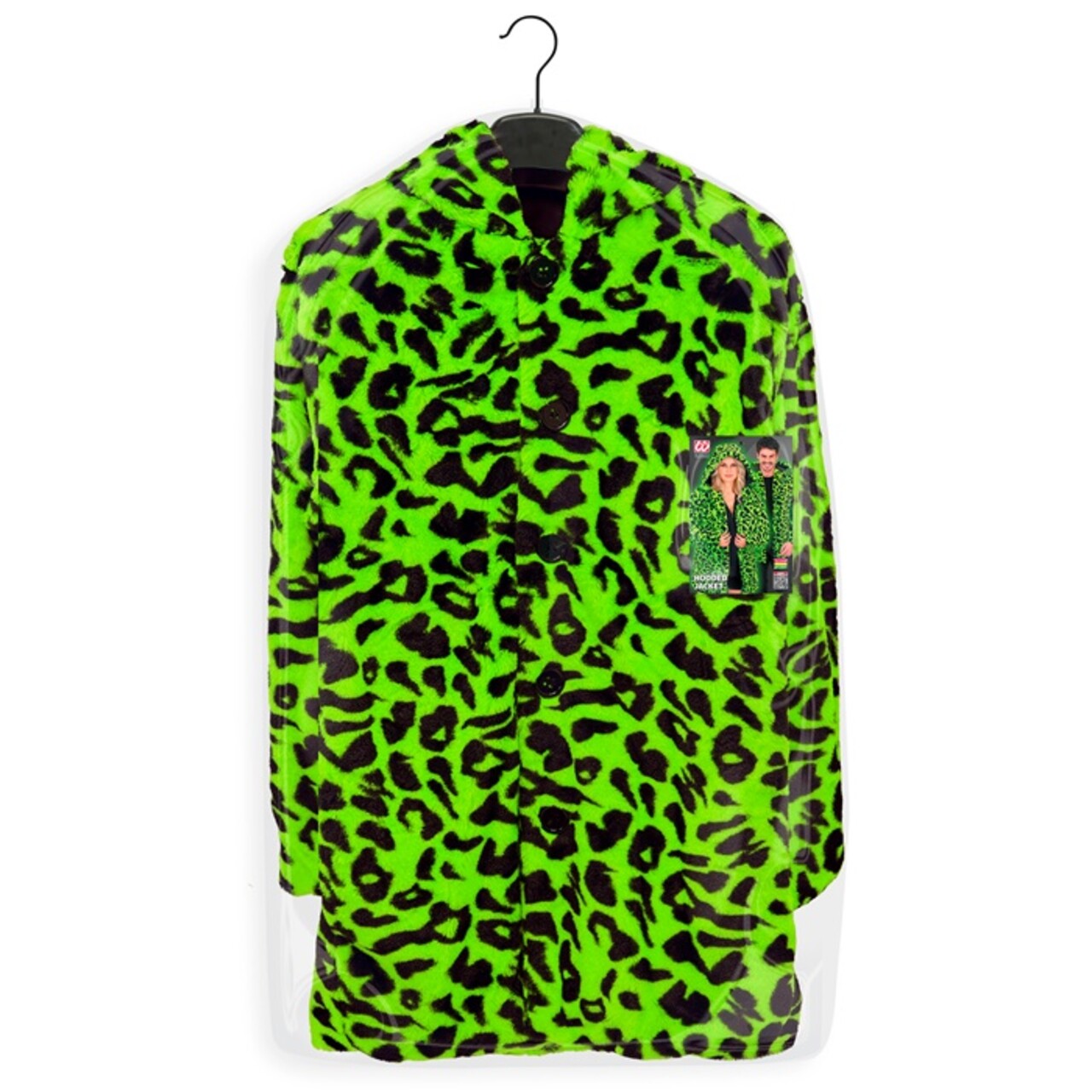 Op deze afbeelding zie je een Kostuums, van het merk Widmann. Bontjas Met Capuchon No Camo Green Kostuum