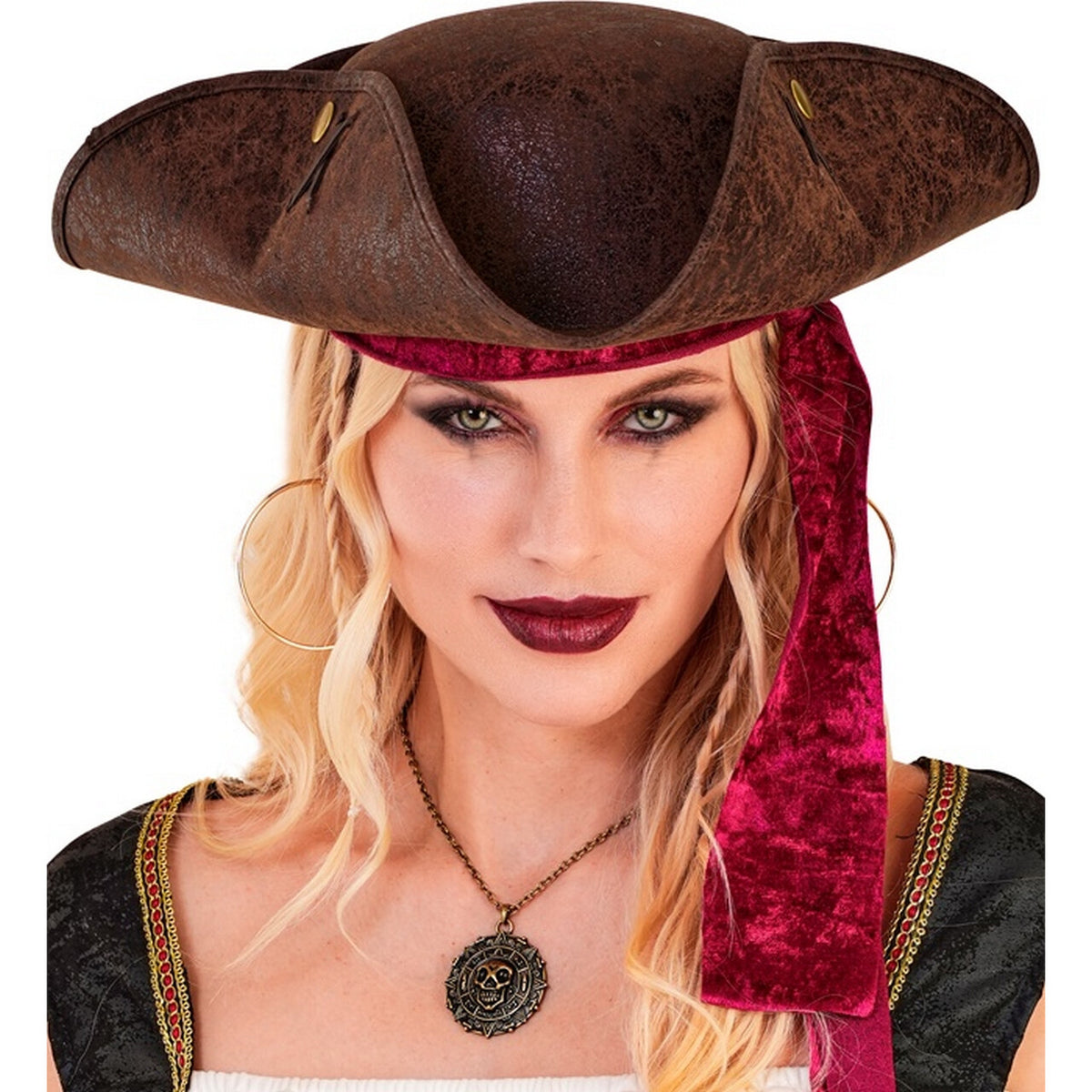 Op deze afbeelding zie je een Accessoires, van het merk Widmann. Driesteek Piratenhoed Bruin