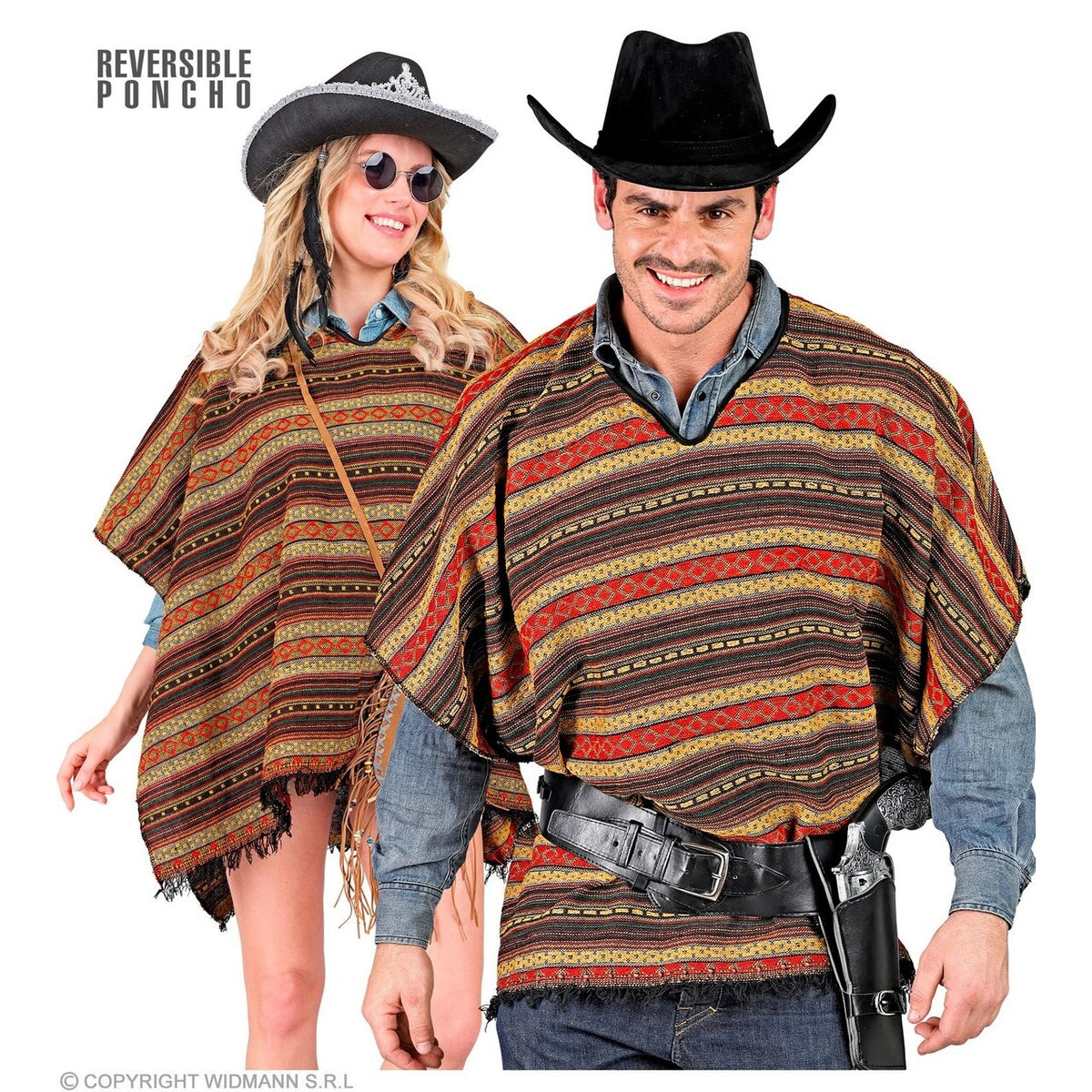 Op deze afbeelding zie je een Kostuums, van het merk Widmann. Mexicaanse Boho Poncho Kostuum