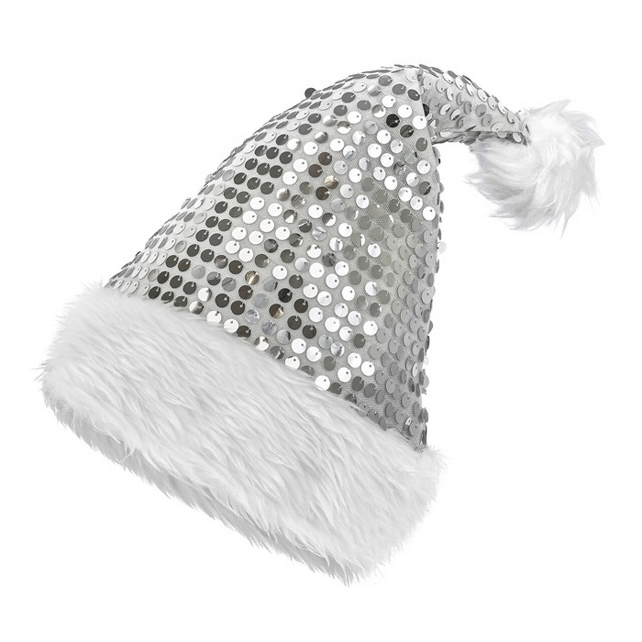 Op deze afbeelding zie je een Accessoires, van het merk Widmann. Glitter Bling Kerst Muts Met Pailletten Zilver