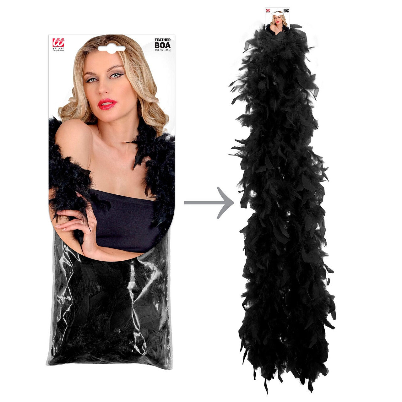 Op deze afbeelding zie je een Accessoires, van het merk Widmann. Boa Zwart 180 Centimeter 80 Gram
