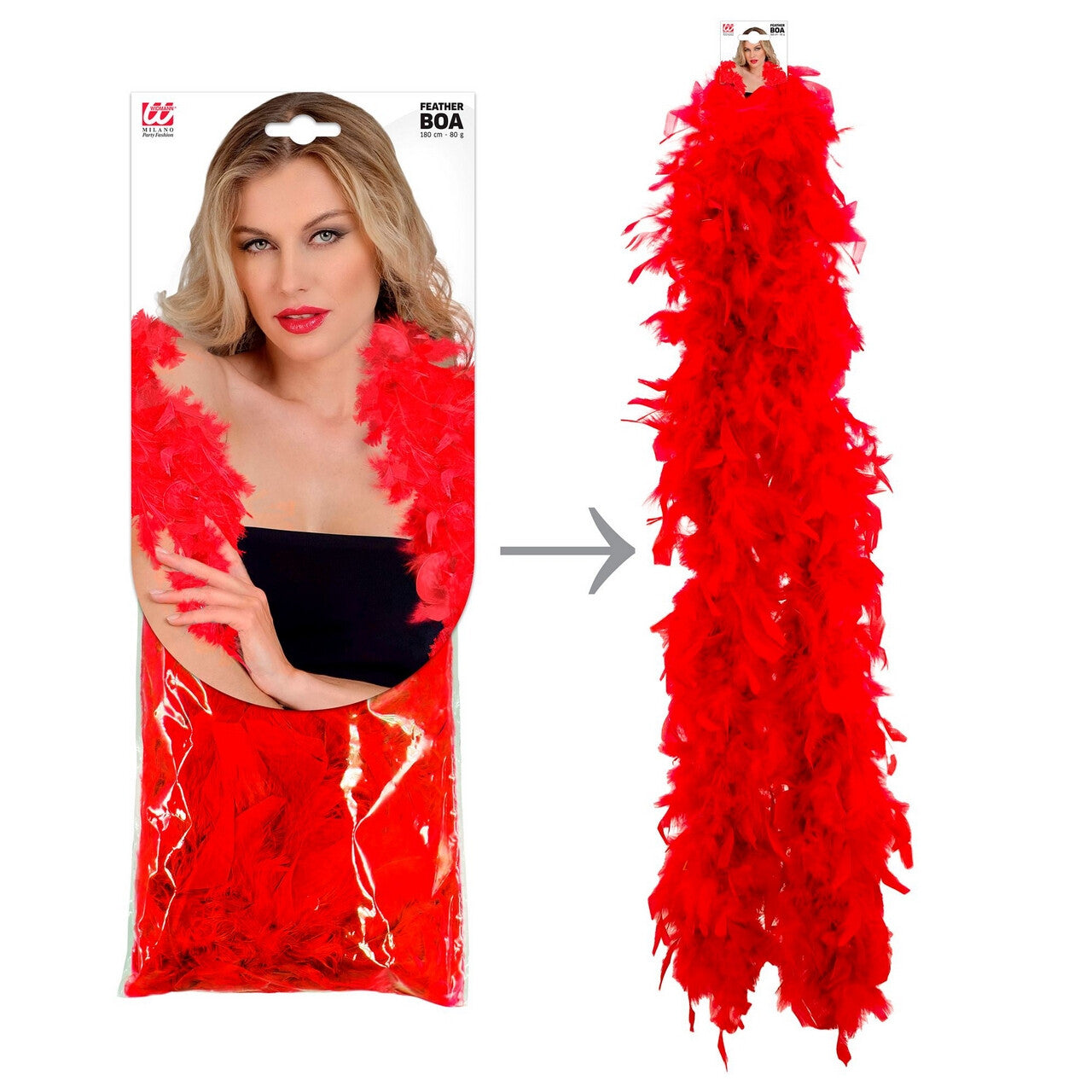 Op deze afbeelding zie je een Accessoires, van het merk Widmann. Boa Rood 180 Centimeter 80 Gram