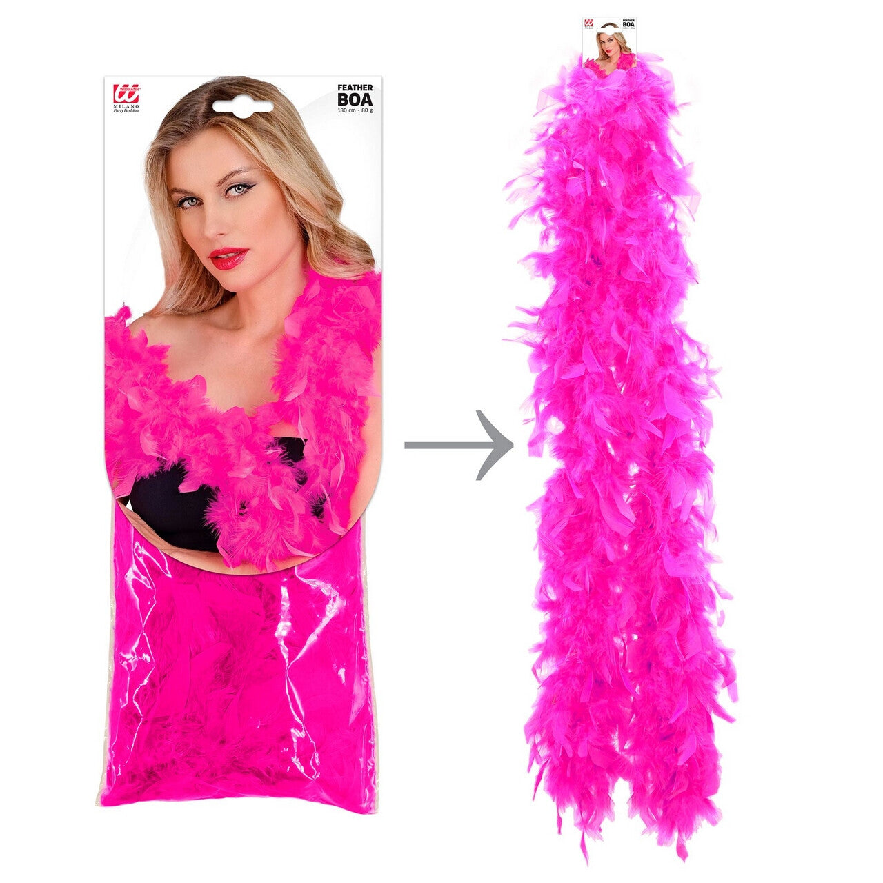 Op deze afbeelding zie je een Accessoires, van het merk Widmann. Boa Donkerroze 180 Centimeter 80 Gram