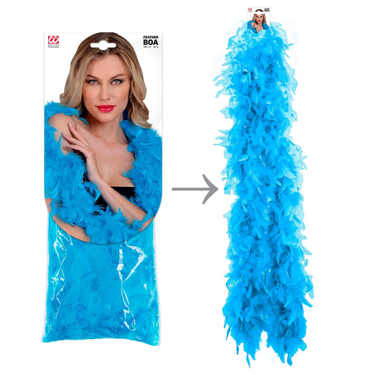 Op deze afbeelding zie je een Accessoires, van het merk Widmann. Boa Licht Blauw 180 Centimeter 80 Gram