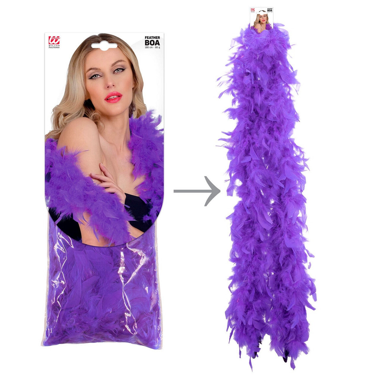 Op deze afbeelding zie je een Accessoires, van het merk Widmann. Boa Paars 180 Centimeter 80 Gram