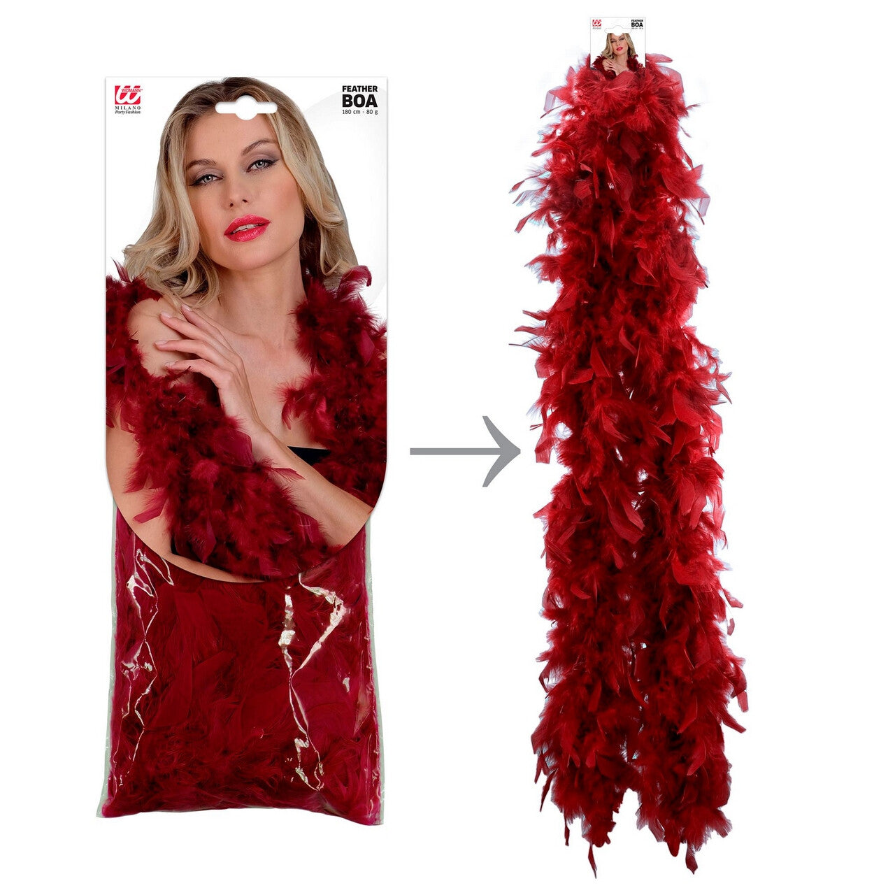 Op deze afbeelding zie je een Accessoires, van het merk Widmann. Boa Donkerrood 180 Centimeter 80 Gram