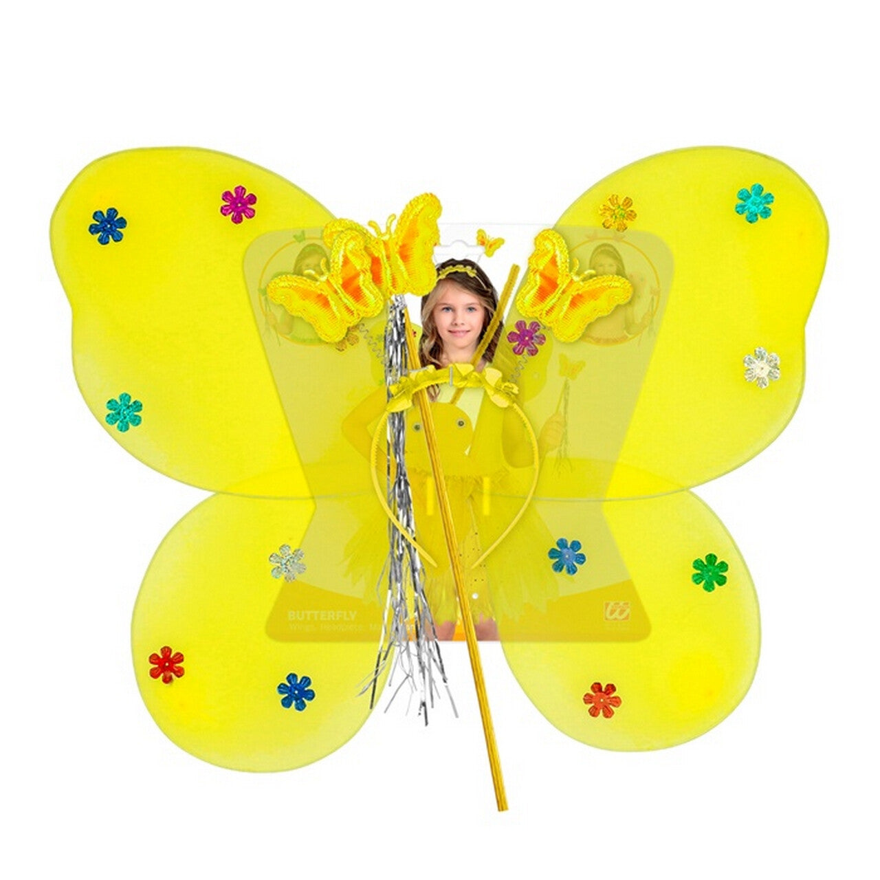Op deze afbeelding zie je een Accessoires, van het merk Widmann. Gele Vlinder Sterrenfee Set