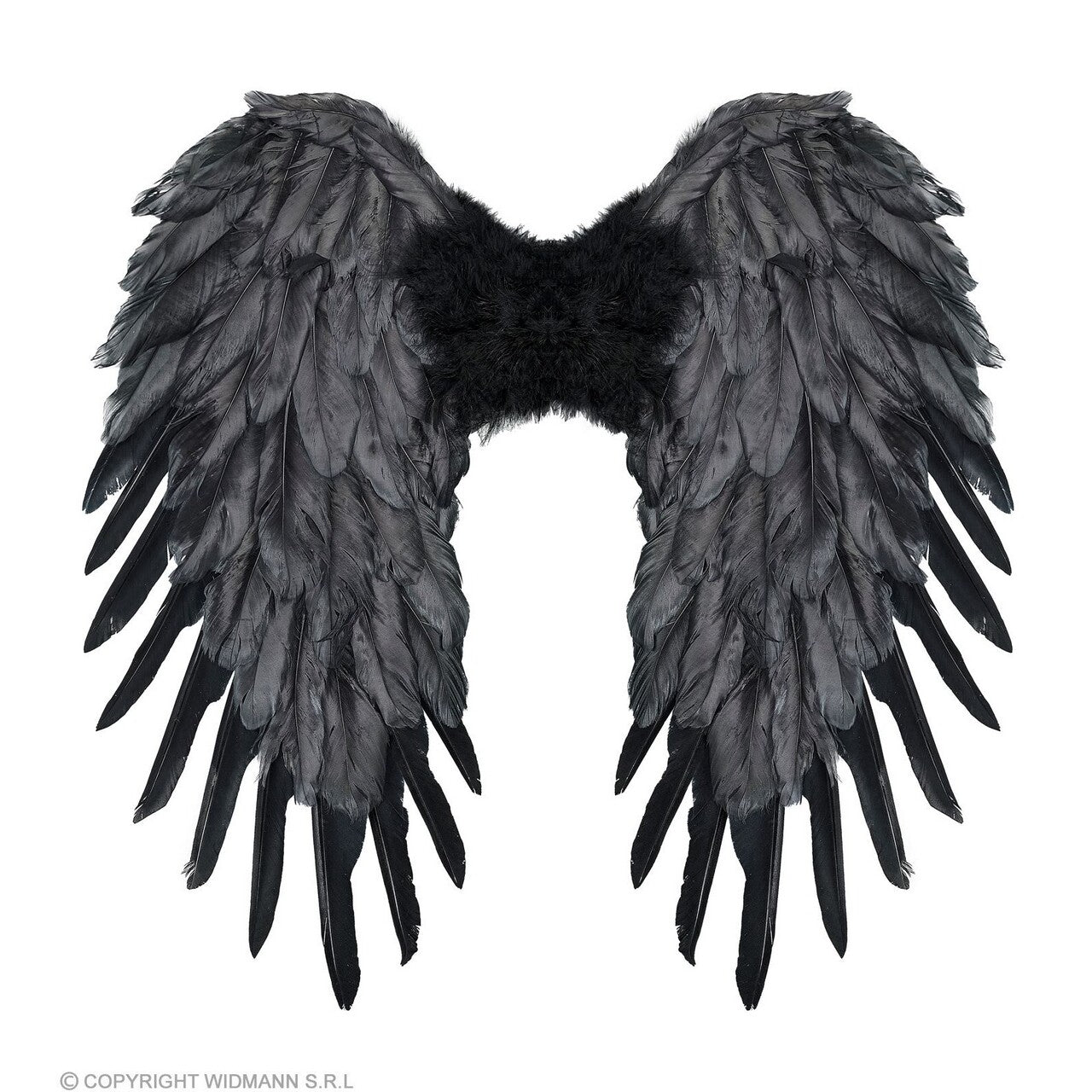 Op deze afbeelding zie je een Accessoires, van het merk Widmann. Dark Angel Vleugels Zwart Met Veren