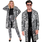 Op deze afbeelding zie je een Kostuums, van het merk Widmann. Shiney Stripes Pailletten Jas Zebra