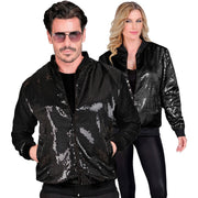 Op deze afbeelding zie je een Kostuums, van het merk Widmann. Bomberjack Pailletten Zwart Black Shimmer