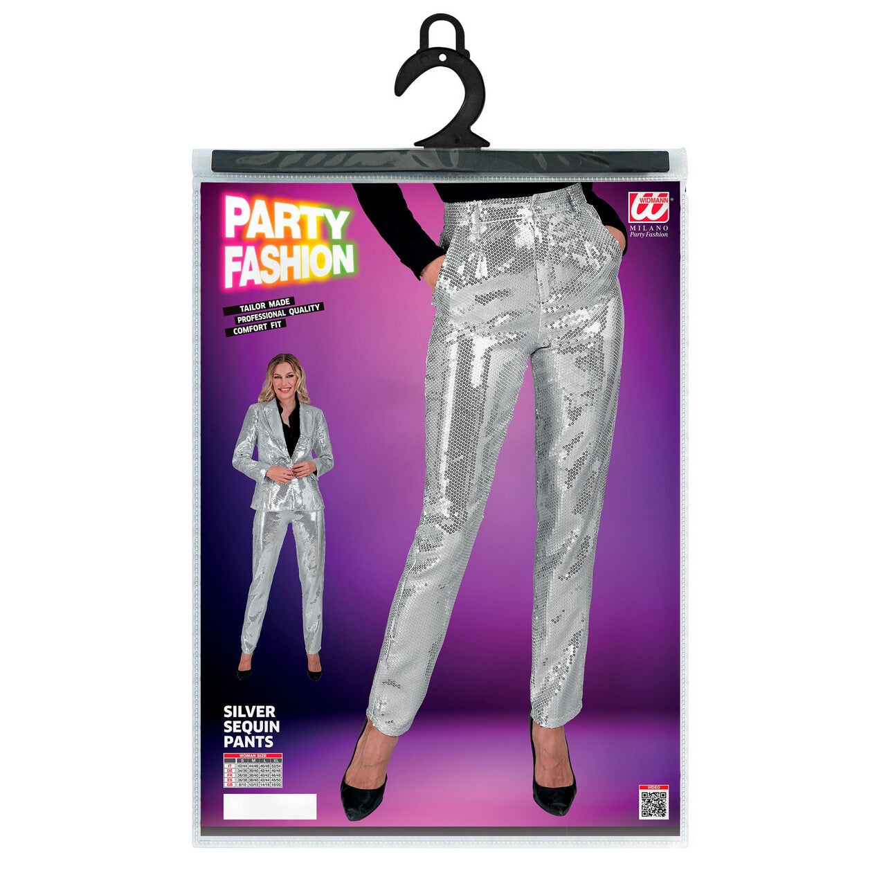Op deze afbeelding zie je een Kostuums, van het merk Widmann. Pailletten Broek Over The Moon Silver Vrouw