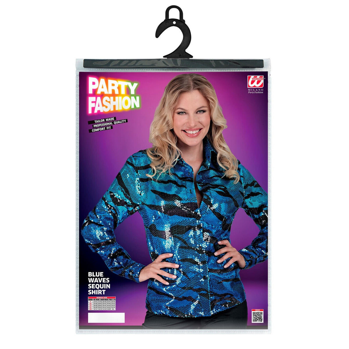 Op deze afbeelding zie je een Kostuums, van het merk Widmann. Pailletten Blouse Avatar Blue Water Vrouw
