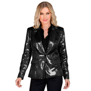 Op deze afbeelding zie je een Kostuums, van het merk Widmann. Pailletten Blazer Zwart Showgirl Patty Bling Vrouw