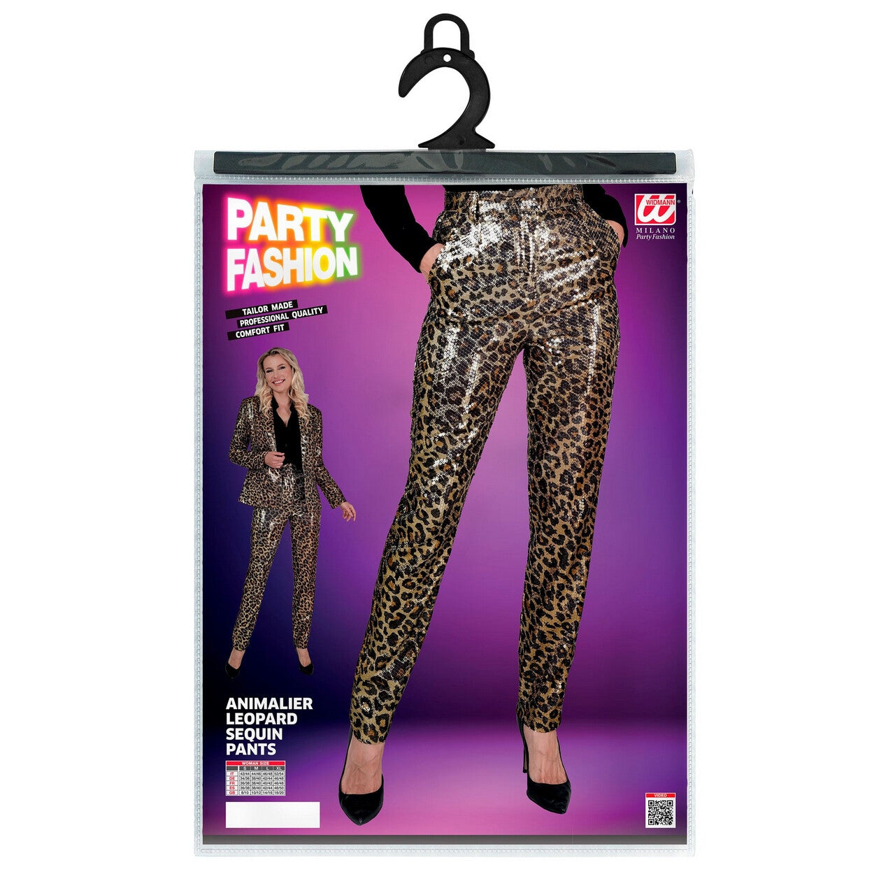 Op deze afbeelding zie je een Kostuums, van het merk Widmann. Pailletten Broek Leonora Leopard Vrouw