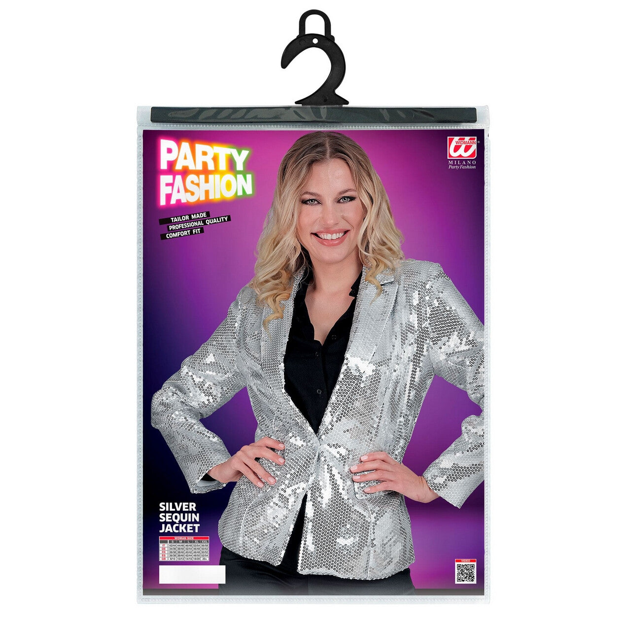 Op deze afbeelding zie je een Kostuums, van het merk Widmann. Pailletten Party Blazer Silly Silver Vrouw