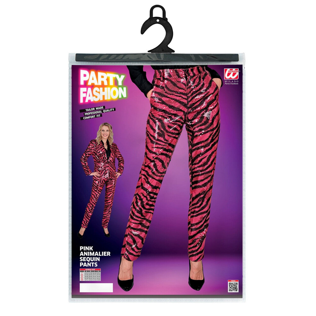 Op deze afbeelding zie je een Kostuums, van het merk Widmann. Pailletten Broek Safari Jungle Pink Vrouw