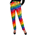 Pantalon à Paillettes Rayures Arc-En-Ciel