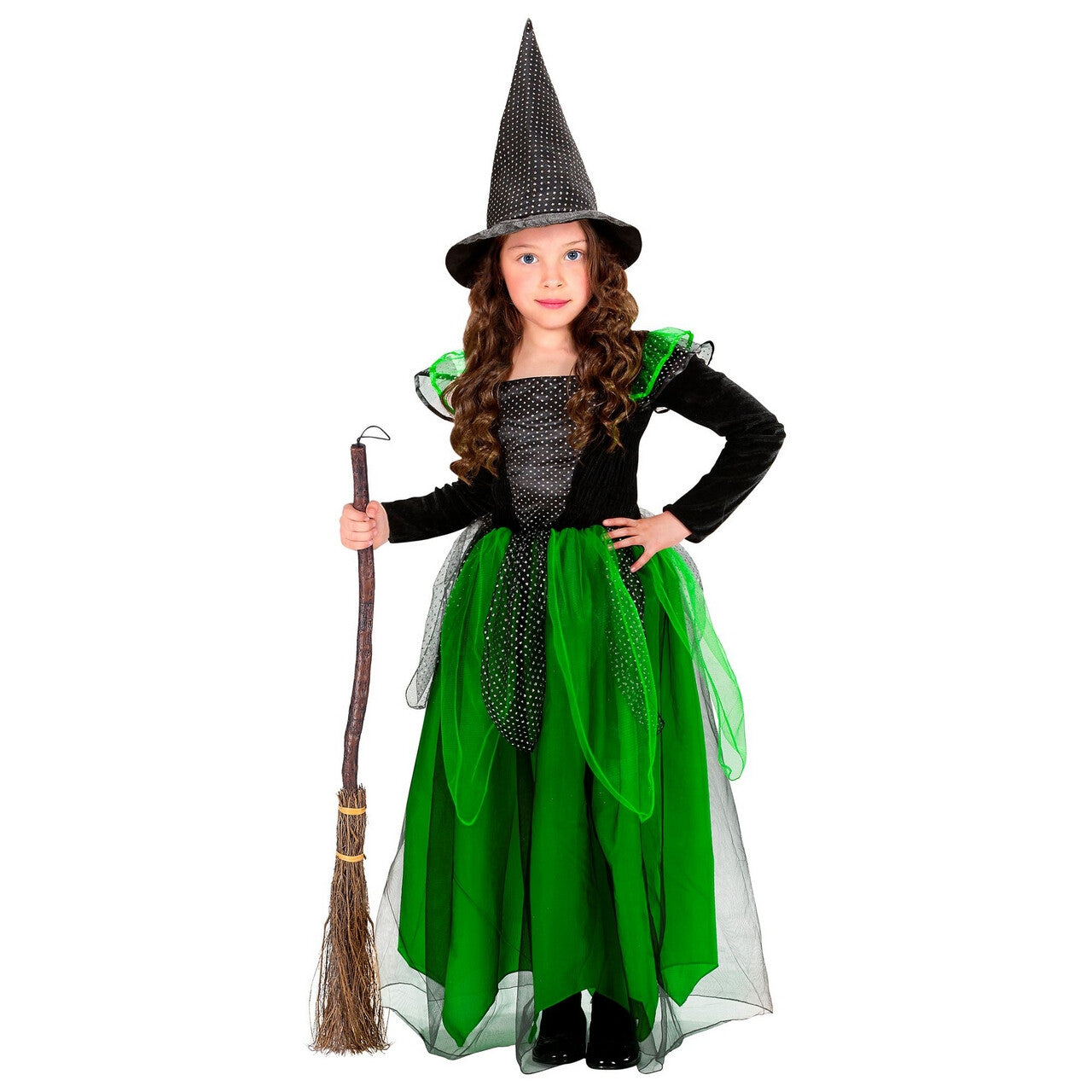 Op deze afbeelding zie je een Kostuums, van het merk Widmann. Bos Heks Greenwitch Kind Meisje Kostuum