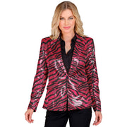 Op deze afbeelding zie je een Kostuums, van het merk Widmann. Pailletten Blazer Glamour Roze Safari Print Vrouw