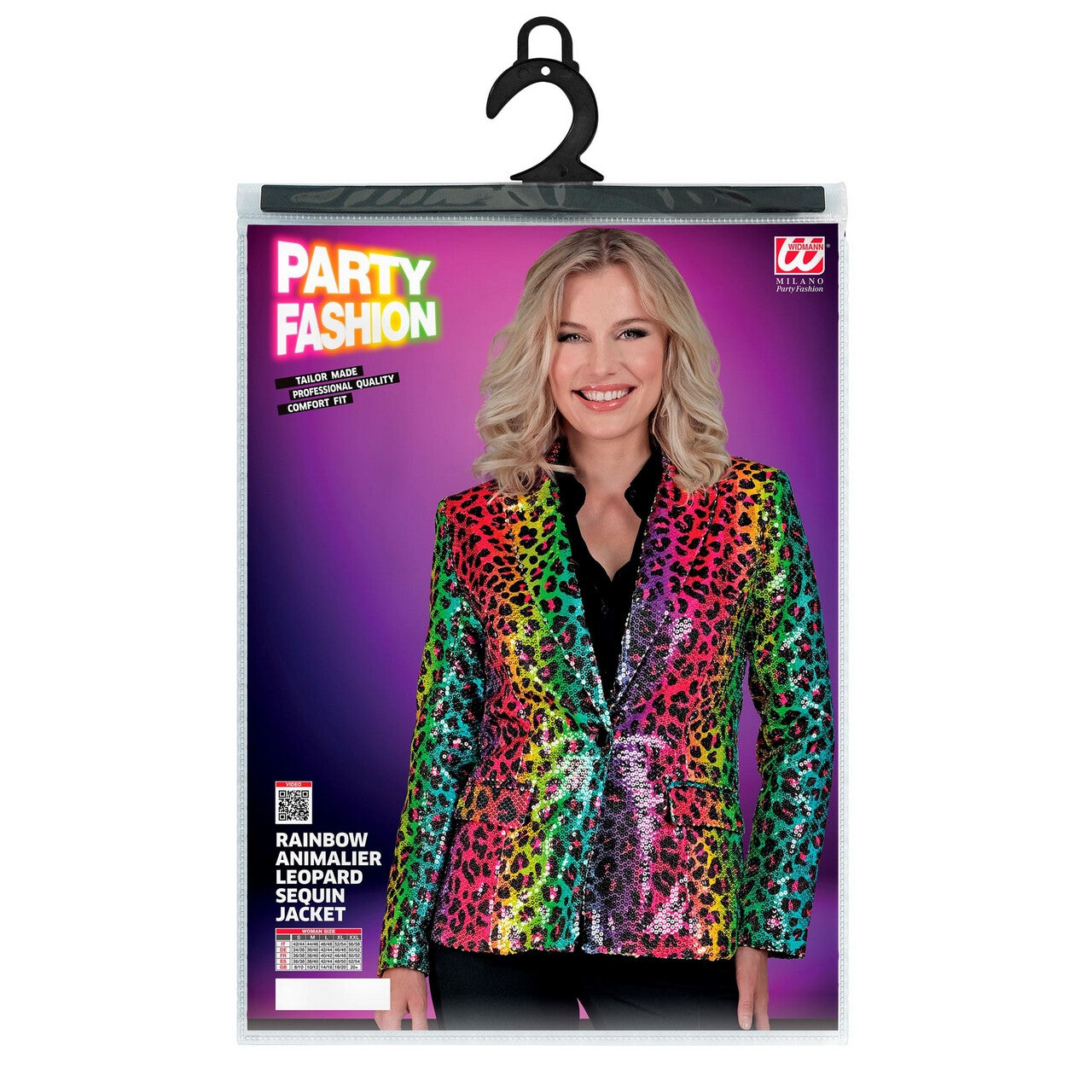 Op deze afbeelding zie je een Kostuums, van het merk Widmann. Pailletten Blazer Regenboog Jungle Fun Vrouw