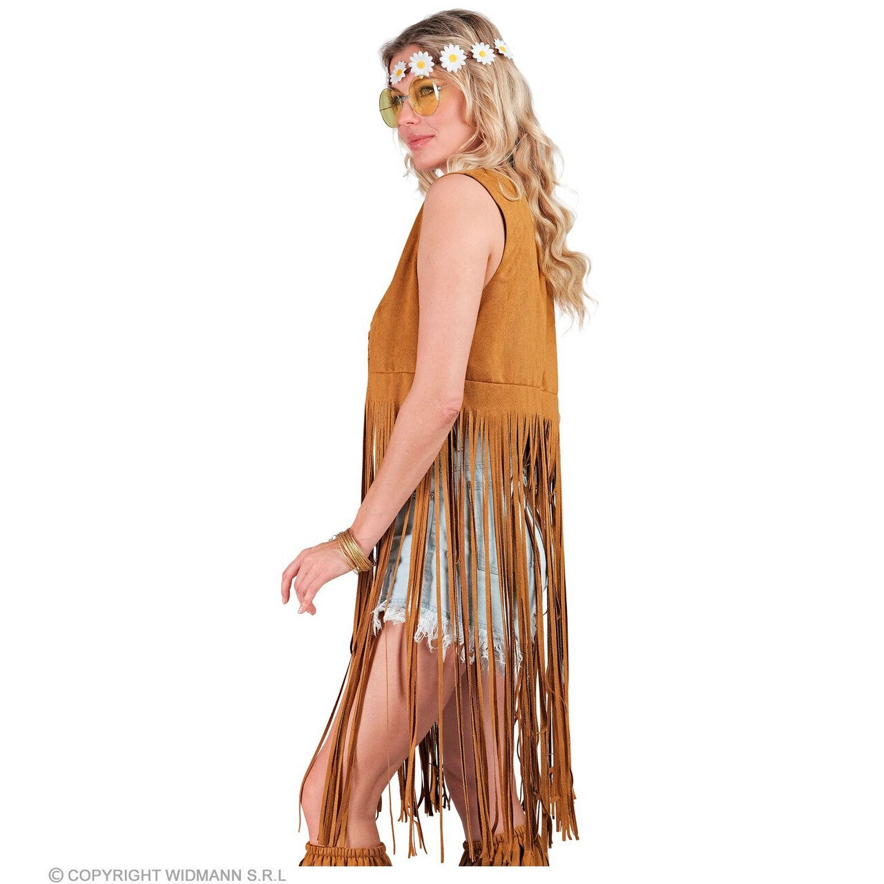 Op deze afbeelding zie je een Kostuums, van het merk Widmann. Hippie Vest Met Superlange Franjes Vrouw
