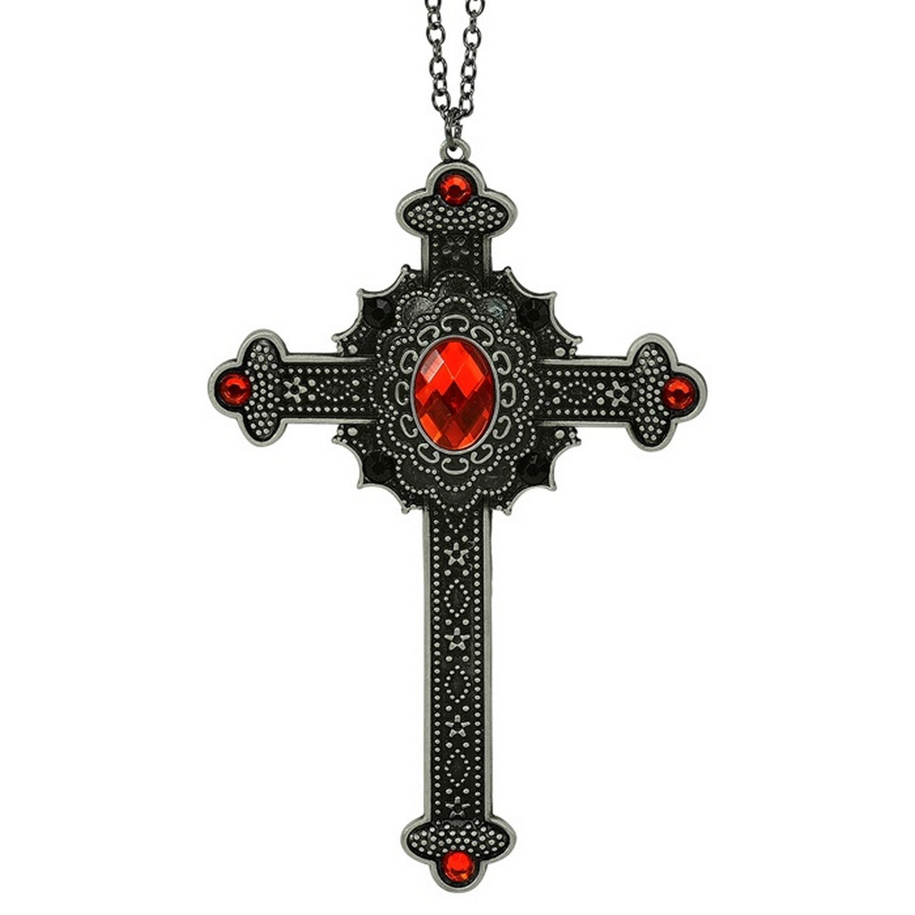 Op deze afbeelding zie je een Accessoires, van het merk Widmann. Gotische Ketting Kruis Met Rode Steen