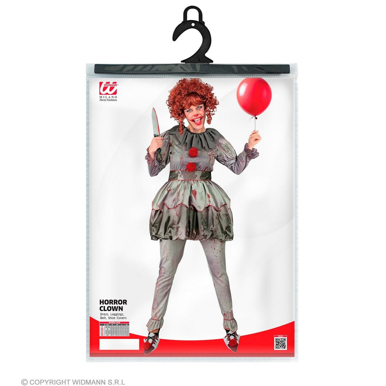Op deze afbeelding zie je een Kostuums, van het merk Widmann. Moordende Scary Clown Penelope Vrouw Kostuum