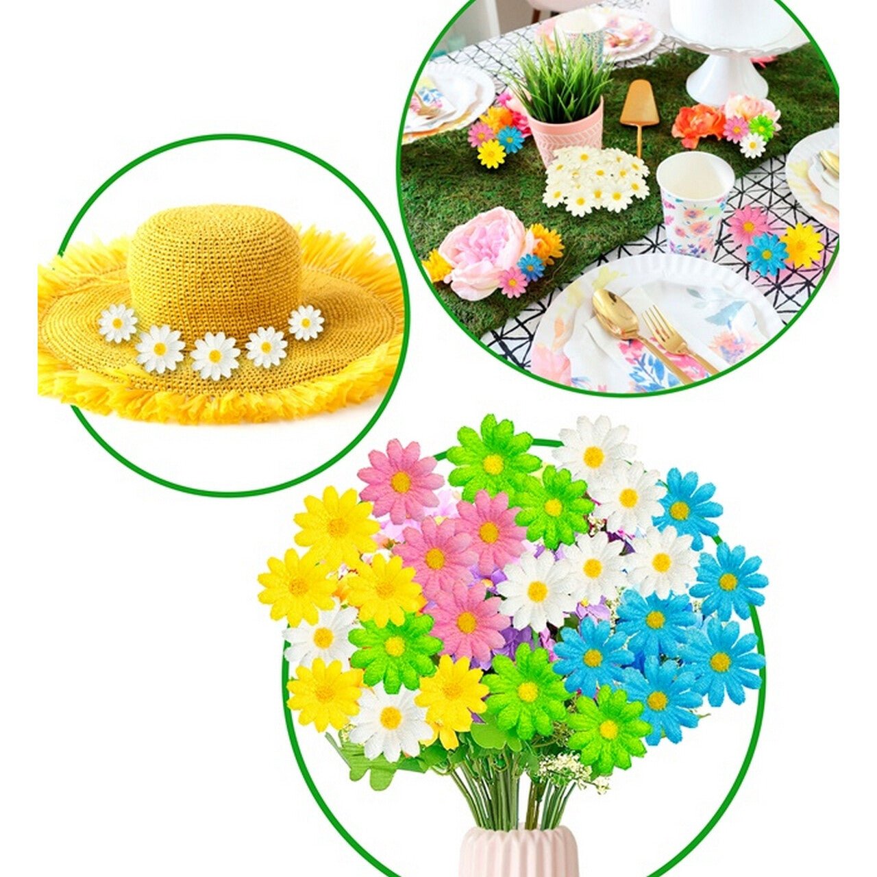 Op deze afbeelding zie je een Decoratie, van het merk Widmann. Madeliefjes Witte Bloemendecoratie 20 Stuks
