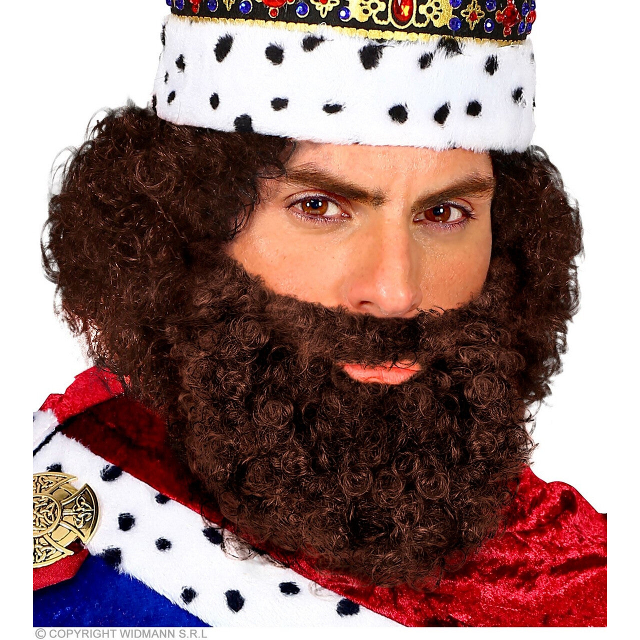 Op deze afbeelding zie je een Accessoires, van het merk Widmann. Bruine Krullen Baard En Snor