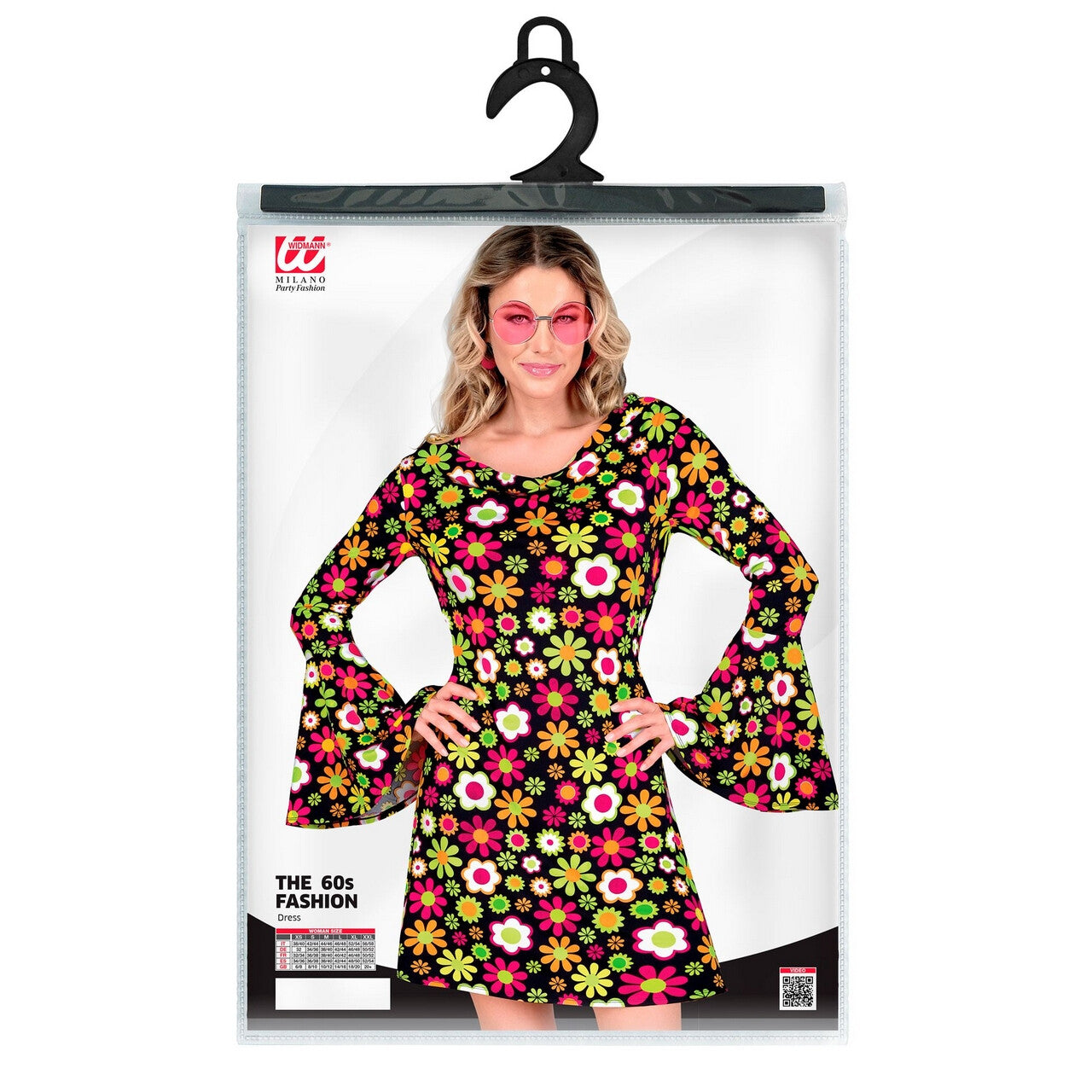 Op deze afbeelding zie je een Kostuums, van het merk Widmann. Super 60s Flower Dance Jurk Vrouw