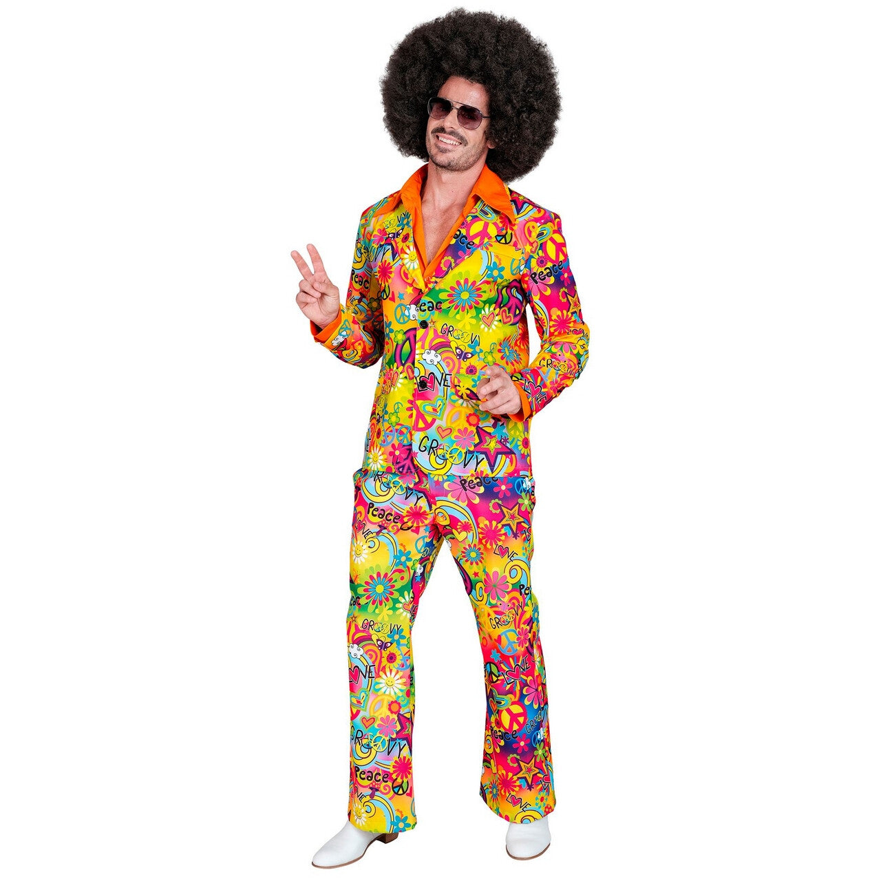 Op deze afbeelding zie je een Kostuums, van het merk Widmann. Super 60s Peace And Love 2delig Man Kostuum