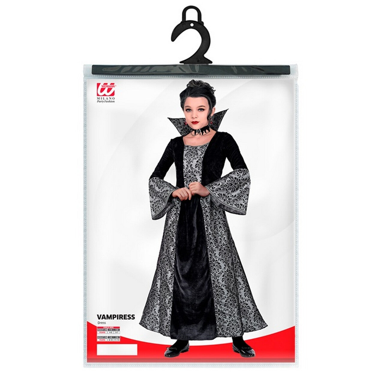 Op deze afbeelding zie je een Kostuums, van het merk Widmann. Gothic Little Vamp Lady Meisje Kostuum