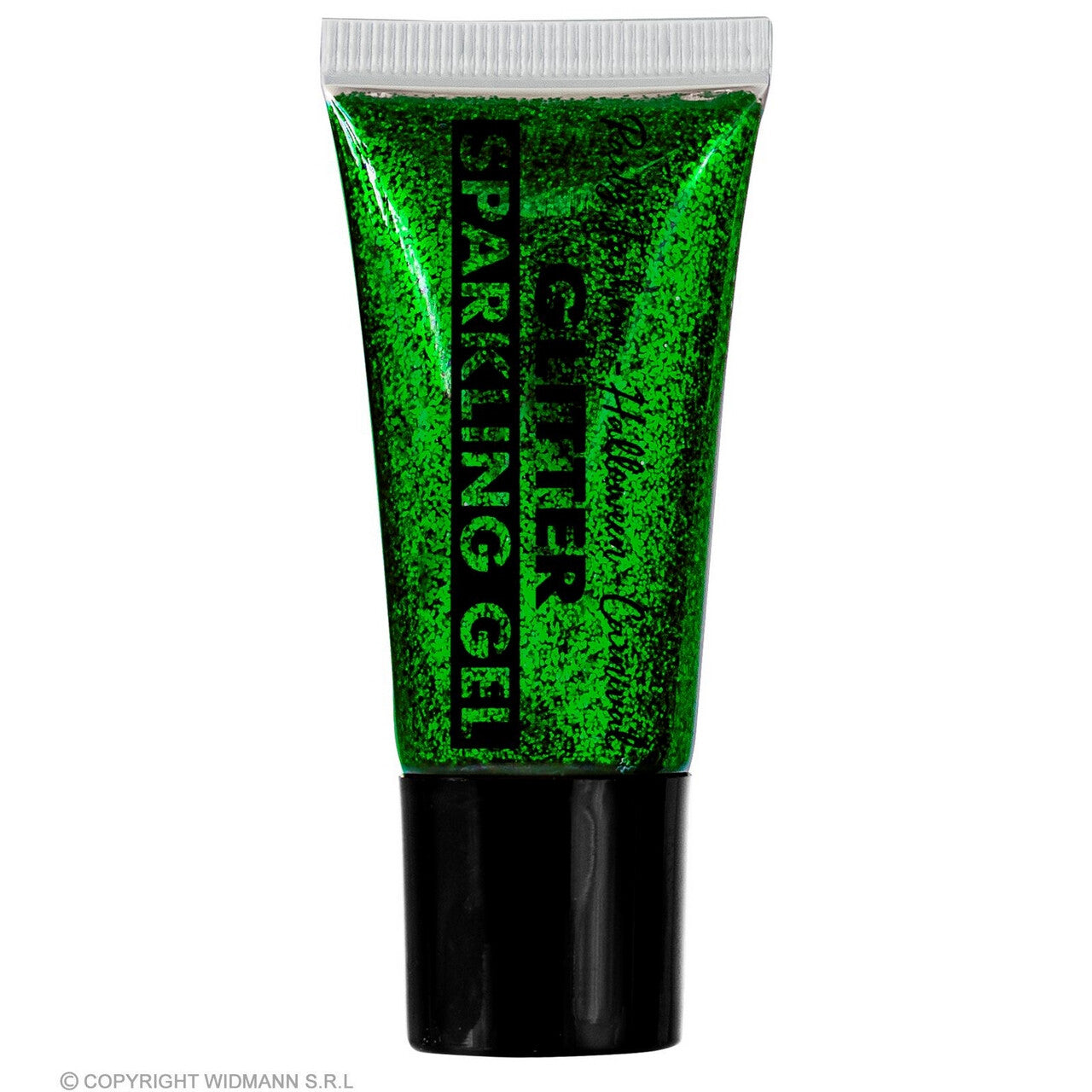 Op deze afbeelding zie je een Accessoires, van het merk Widmann. Sparkling Make-Up Gel Glitters Groen, 25 Milliliter