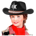 Cowboyhut Schwarz Mit Sheriffstern für Kinder