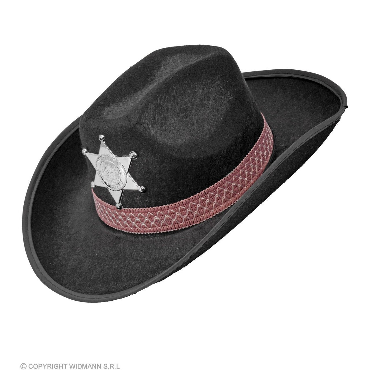 Op deze afbeelding zie je een Accessoires, van het merk Widmann. Cowboyhoed Zwart Met Sheriff Ster Kind
