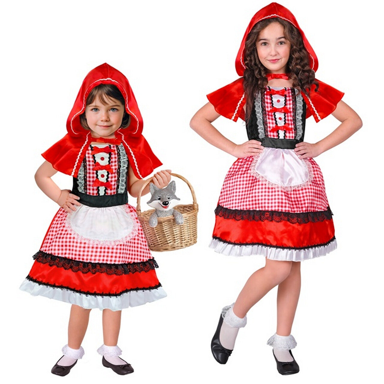 Op deze afbeelding zie je een Kostuums, van het merk Widmann. Enorm Schattig Roodkapje Meisje Kostuum