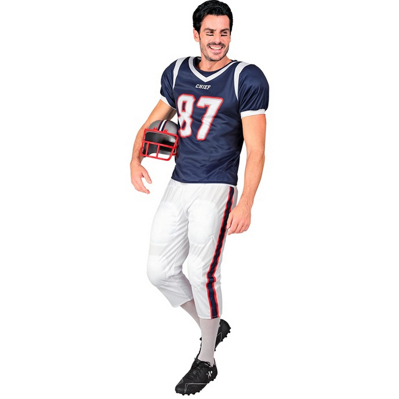 Op deze afbeelding zie je een Kostuums, van het merk Widmann. Quarterback Chief American Football Man Kostuum
