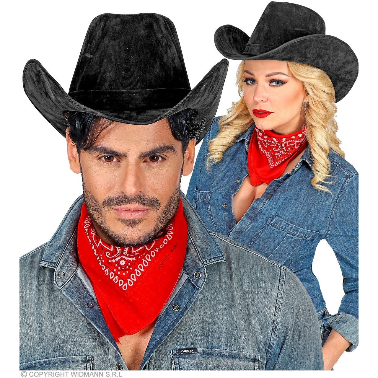 Op deze afbeelding zie je een Accessoires, van het merk Widmann. Coyboyhoed Zwart Suede Look