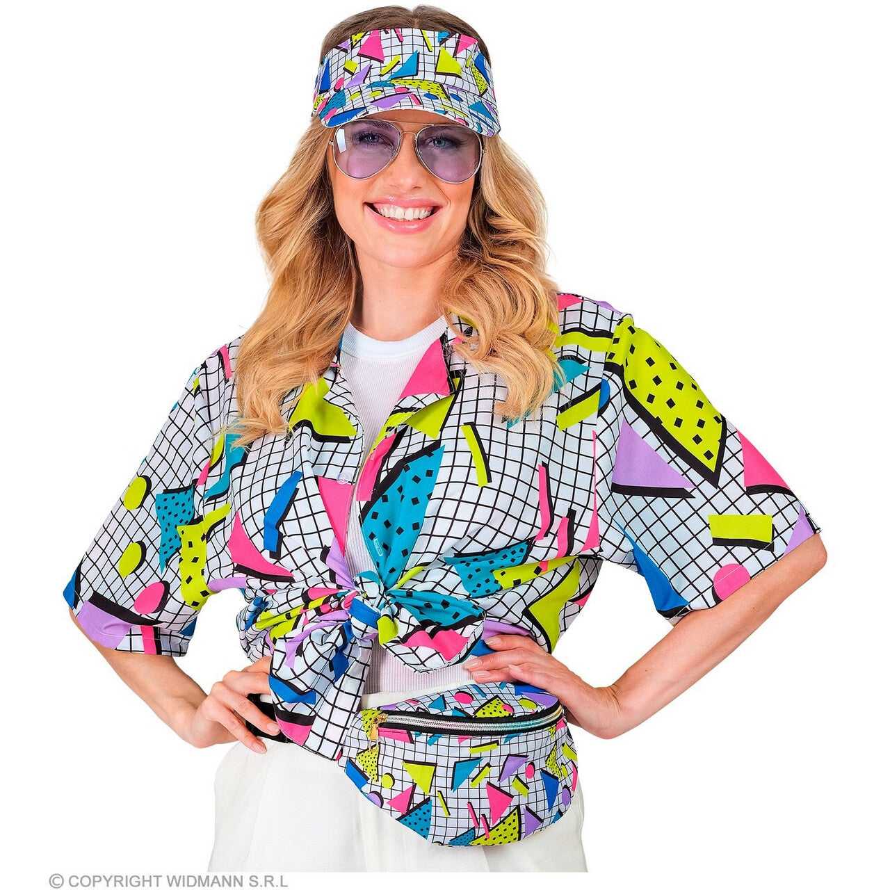 Op deze afbeelding zie je een Kostuums, van het merk Widmann. 80s Shirt Funky Fashion