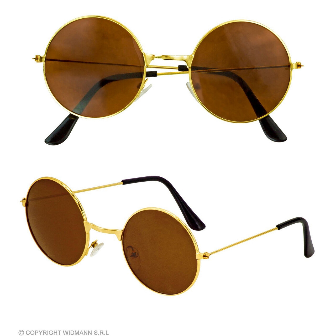 Op deze afbeelding zie je een Accessoires, van het merk Widmann. Bril Hippie Bruin Glas