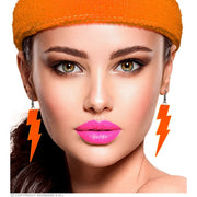 Op deze afbeelding zie je een Accessoires, van het merk Widmann. 80s Oorbellen Bliksem Neon Oranje
