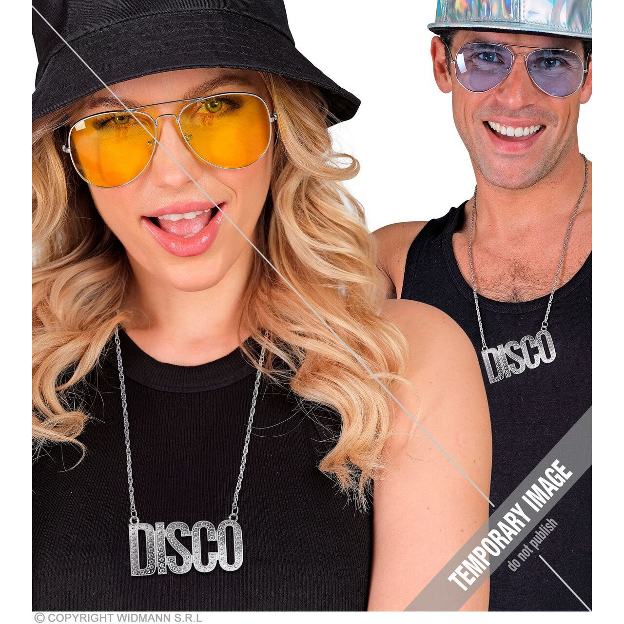 Op deze afbeelding zie je een Accessoires, van het merk Widmann. Ketting Disco Zilver 65 Cm